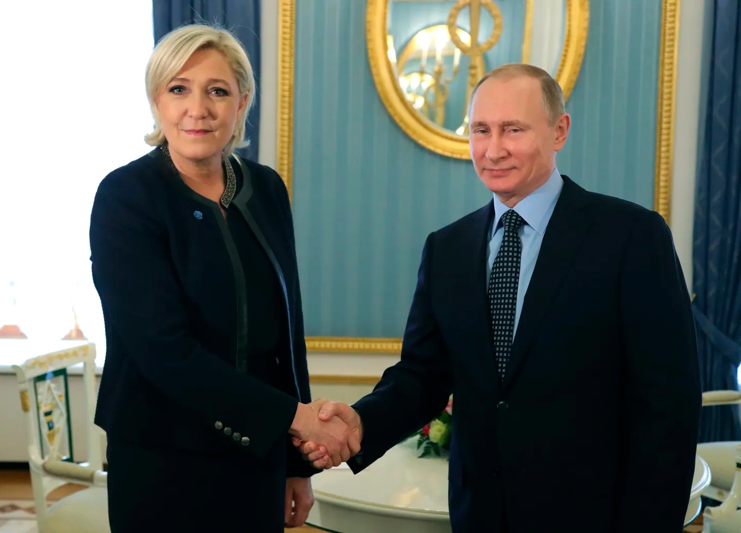 Встреча Владимира Путина и Марин Ле Пен в Кремле в 2017 году